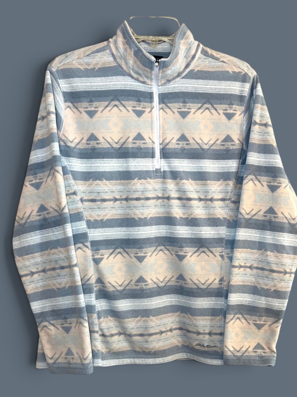 Eddie Bauer Women's Pastel Aztec Design Fleece Quarter Zip Size XL